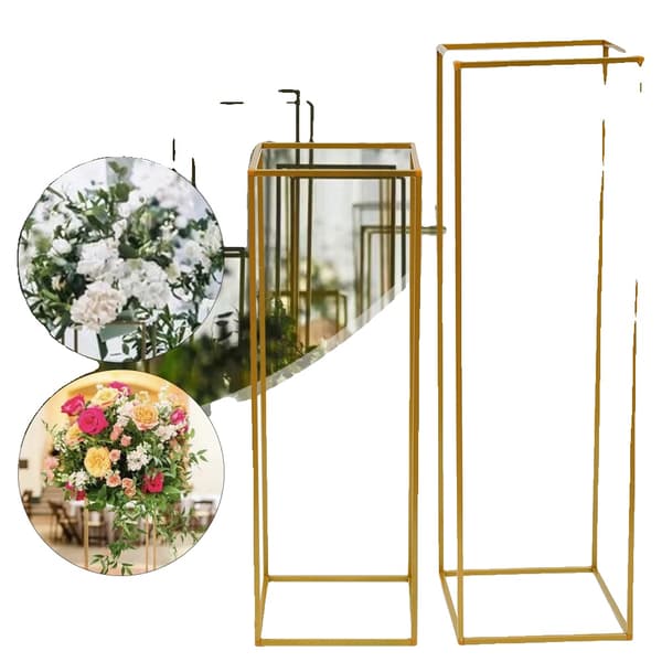 Guld Metal Blomsterstand, Tilgængelig i 80 cm og 100 cm, Elegant Design, Perfekt til Bryllupper
