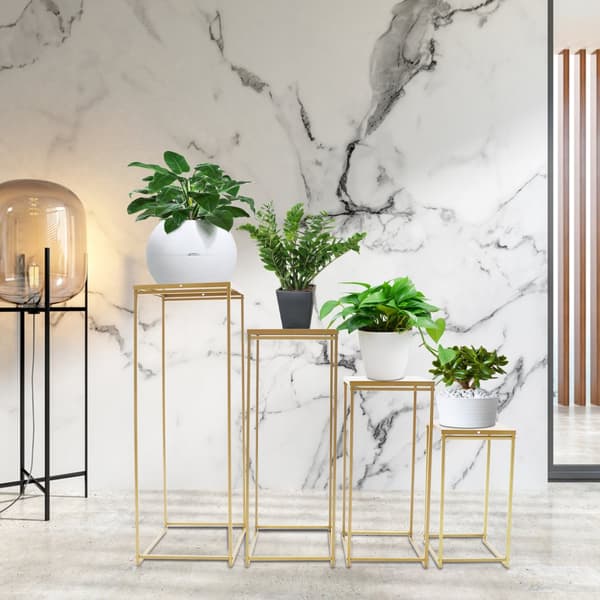 Metallblomsterställning, Elegant Gulddesign, Robust och Stabil Konstruktion,M