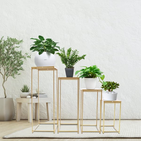 Metallblomsterställning, Elegant Gulddesign, Robust och Stabil Konstruktion,M