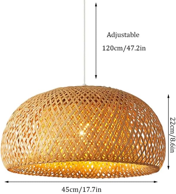 Pendellampa, Handgjord i Bambu, Lätt Installation,45cm, Ingen lampa