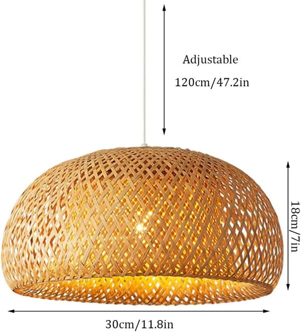 Pendellampa, Handgjord i Bambu, Lätt Installation,30cm, Ingen lampa