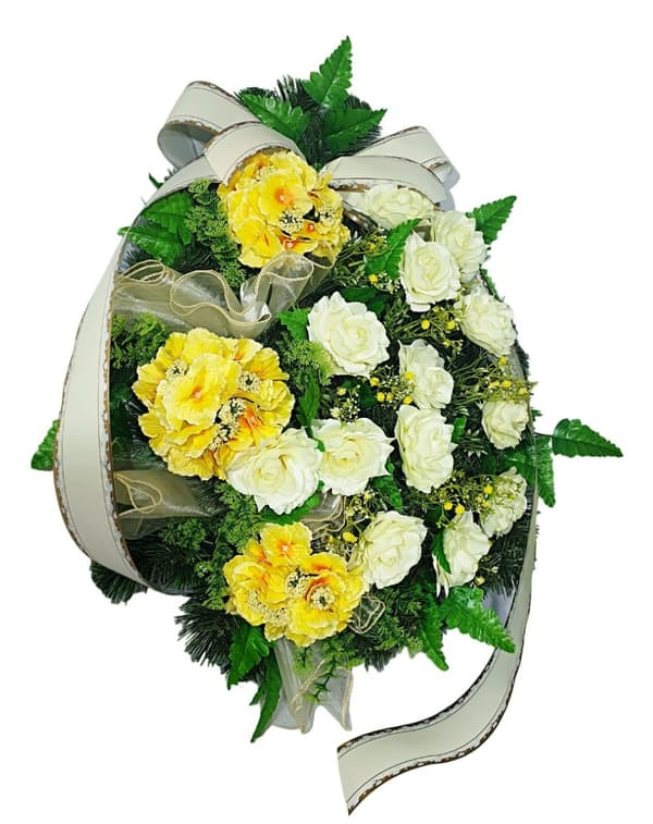 STORE BEGRAFNINGSKRANS BLOMSTER HYDRENSIONS ROSER + EGEN VEJLEDNING PÅ ARBEJDEN