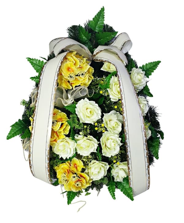 STORE BEGRAFNINGSKRANS BLOMSTER HYDRENSIONS ROSER + EGEN VEJLEDNING PÅ ARBEJDEN