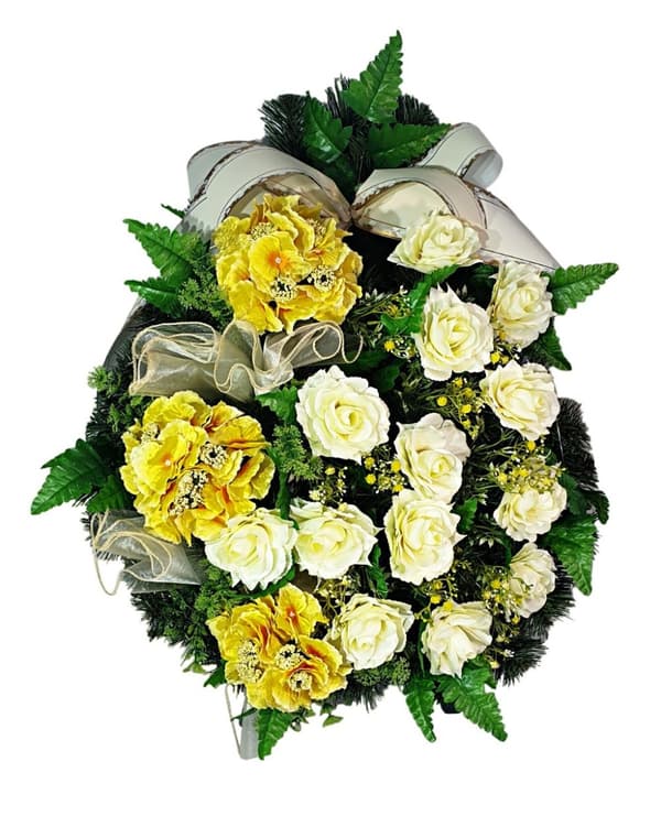 STOR BEGRAVNINGSKRANS BLOMMOR HYDRENSIONS ROSER + EGEN INSTRUKTION PÅ SKRÄPPEN