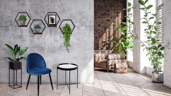 Metal blomsterstativ med sort hylde Honung Rustic hems