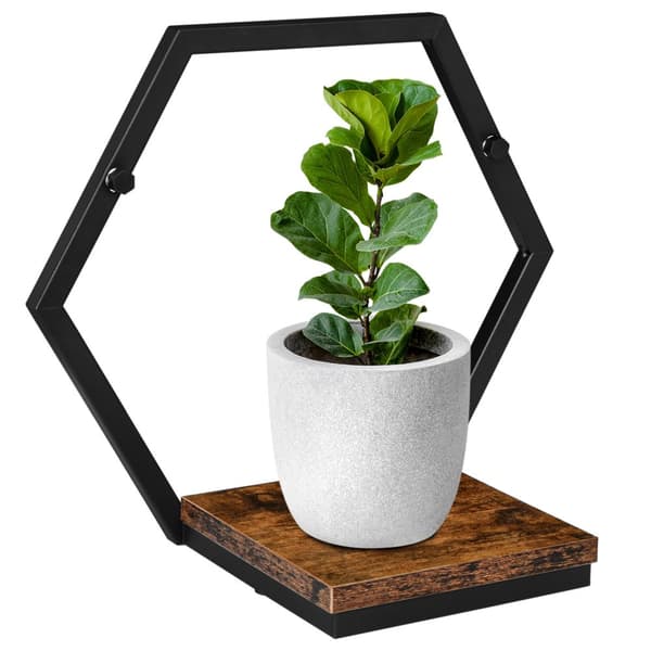 Metal blomsterstativ med sort hylde Honung Rustic hems