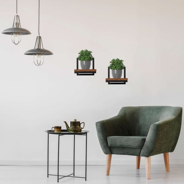 Svart metall vägg blomsterställ Torget Rustik loft