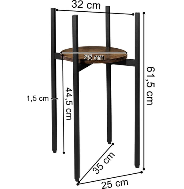 Torre Rustik hems stående blomsterstativ, 60 cm, sort