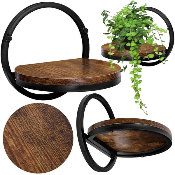 Musta Ebro Rustic loft metallinen seinäkukkateline