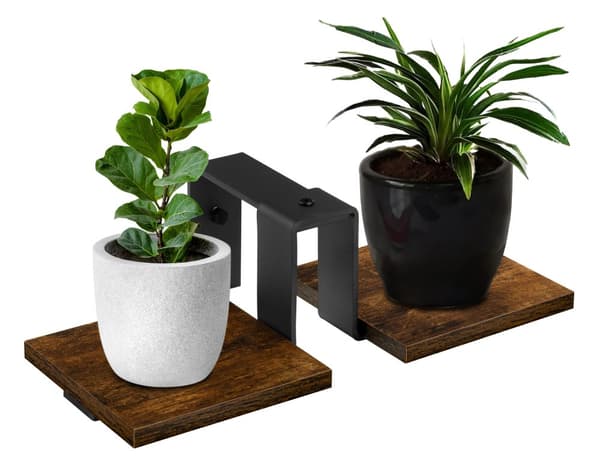 FERNANDO RUSTIC svart loft blomsterställ, åldrad ek