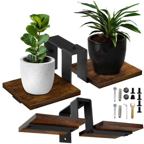 FERNANDO RUSTIC svart loft blomsterställ, åldrad ek
