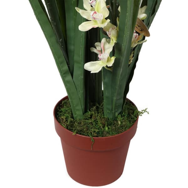 Realistisk konstgjord orkidé i plastkruka, vit, 75 cm