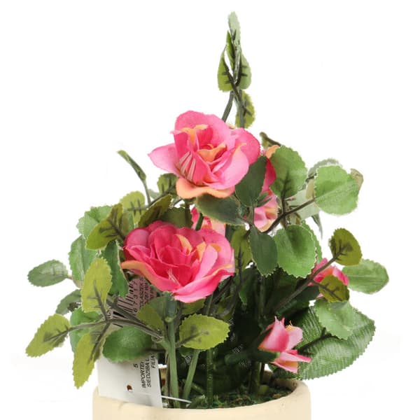 Rosa rosor i kruka - Konstgjorda blommor för inredning och trädgårdsdekoration 18cm