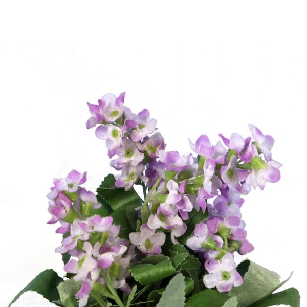 Arrangement af kunstige blomster i en keramisk potte 15 cm - Lilla lavendel