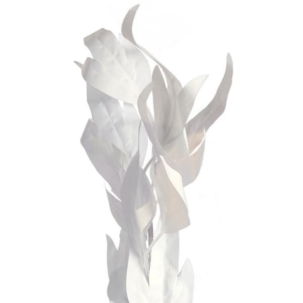 Hvidt kunstigt dekorativt blad 95 cm - Realistisk og elegant
