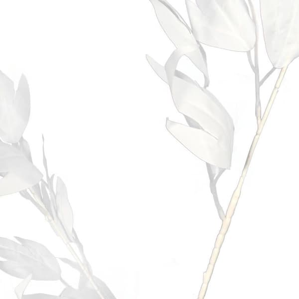 Hvidt kunstigt dekorativt blad 95 cm - Realistisk og elegant