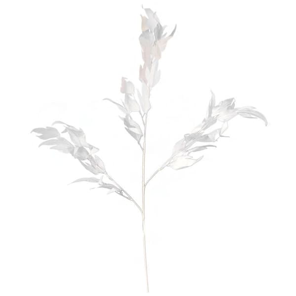 Hvidt kunstigt dekorativt blad 95 cm - Realistisk og elegant