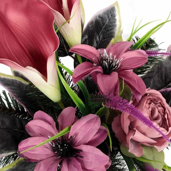Elegant gravstensdekoration, rosa calla vas