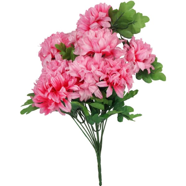Bukett rosa konstgjorda krysantemum - alla helgons dekoration, 40 cm