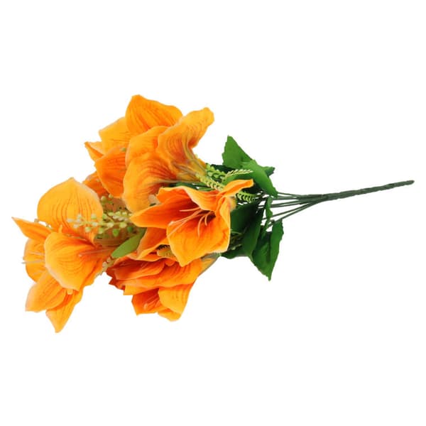 BUKETT MED 9 ORANGE AMARYLLISER - KONSTGIVNA BLOMMOR, 40 CM HÖJD