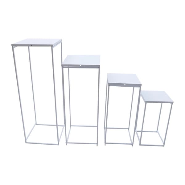 Metallblomsterställning, Elegant Vit Design, Flera Storleksalternativ,Mjölkvit, L