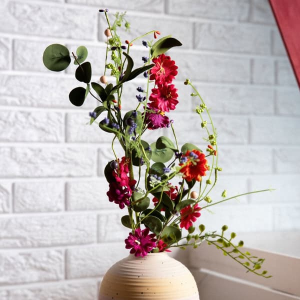 Kunstig gren | ENG | med farverige blomster | 70 cm | 876986