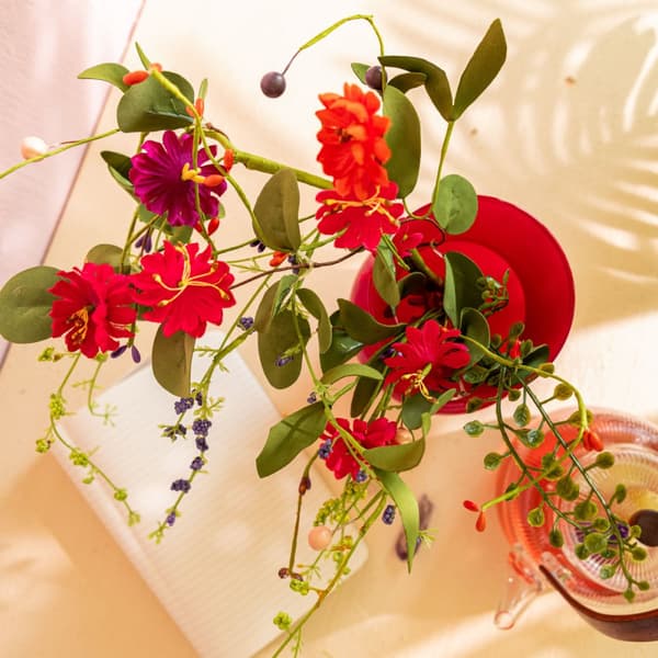 Kunstig gren | ENG | med farverige blomster | 70 cm | 876986