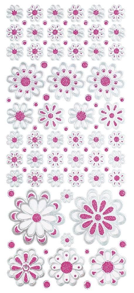 Pappersdekaler Silver-fuchsia blommor 89 st Titan