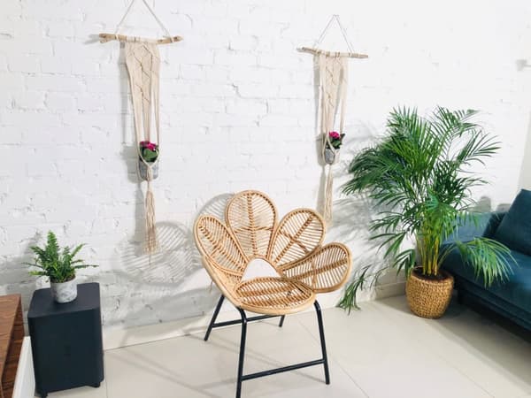 MACRAME BLOMSTERBED SINGEL MED TRÆCREME