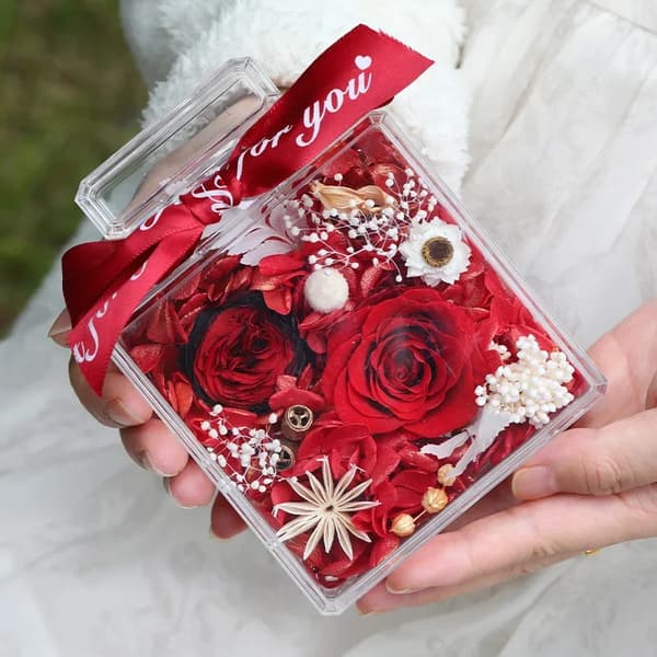 Eternal Flower Parfume Flaske, Ægte Rose, Perfekt til Hjemmedekoration,RØD