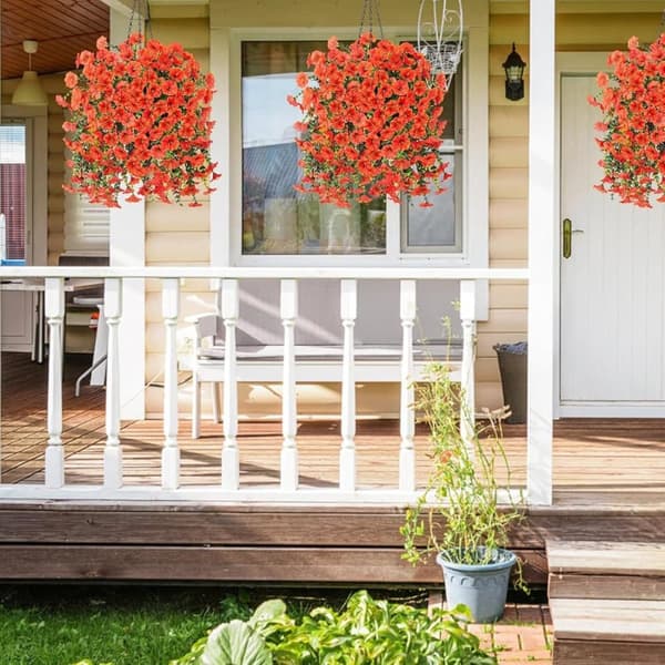 OBOSOE 2-Pack UV-kestävät riippuvat tekokukat – Morning Glory Vines 75 cm, elävä puutarhan ja kodin sisustukseen