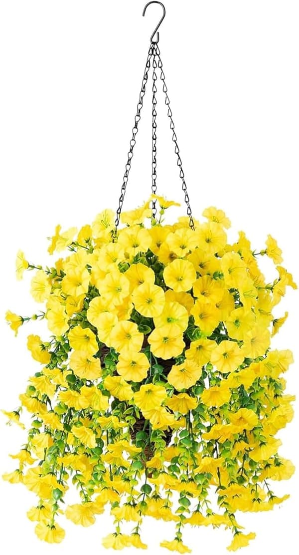 OBOSOE 2-Pack UV-kestävät riippuvat tekokukat – Morning Glory Vines 75 cm, elävä puutarhan ja kodin sisustukseen