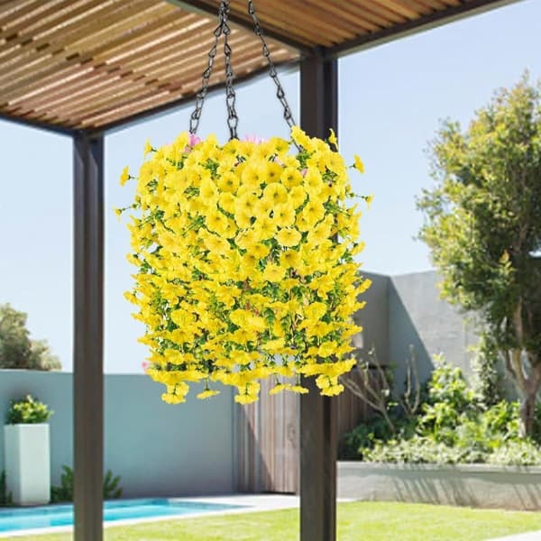 OBOSOE 2-Pack UV-kestävät riippuvat tekokukat – Morning Glory Vines 75 cm, elävä puutarhan ja kodin sisustukseen