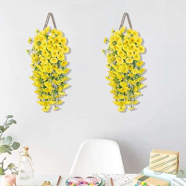 OBOSOE 2-Pack UV-kestävät riippuvat tekokukat – Morning Glory Vines 75 cm, elävä puutarhan ja kodin sisustukseen
