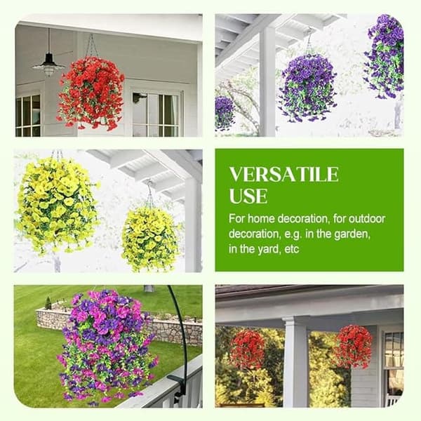 OBOSOE 2-Pack UV-kestävät riippuvat tekokukat – Morning Glory Vines 75 cm, elävä puutarhan ja kodin sisustukseen
