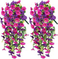 Pikkukuva 1 / 8: OBOSOE 2-Pack UV-kestävät riippuvat tekokukat – Morning Glory Vines 75 cm, elävä puutarhan ja kodin sisustukseen