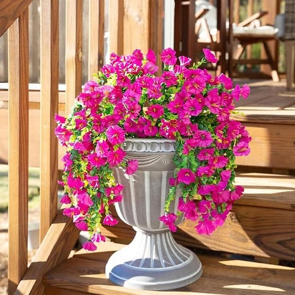 OBOSOE 2-pak UV-resistente hængende kunstige blomster – Morning Glory Vines 75 cm, naturtro til have og boligindretning