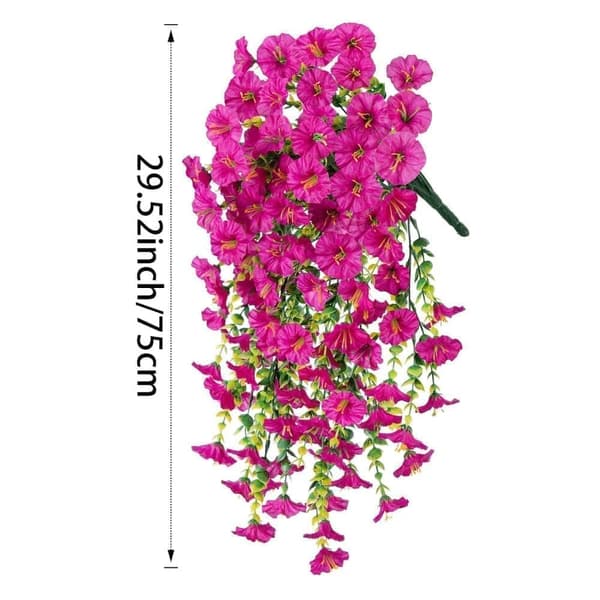 OBOSOE 2-pak UV-resistente hængende kunstige blomster – Morning Glory Vines 75 cm, naturtro til have og boligindretning
