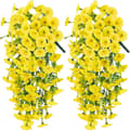 Pikkukuva 1 / 8: OBOSOE 2-Pack UV-kestävät riippuvat tekokukat – Morning Glory Vines 75 cm, elävä puutarhan ja kodin sisustukseen