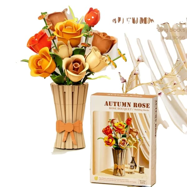 Rosen Buket Konstruktionssæt, 868 Stykker, Miljøvenligt Materiale,Blomst