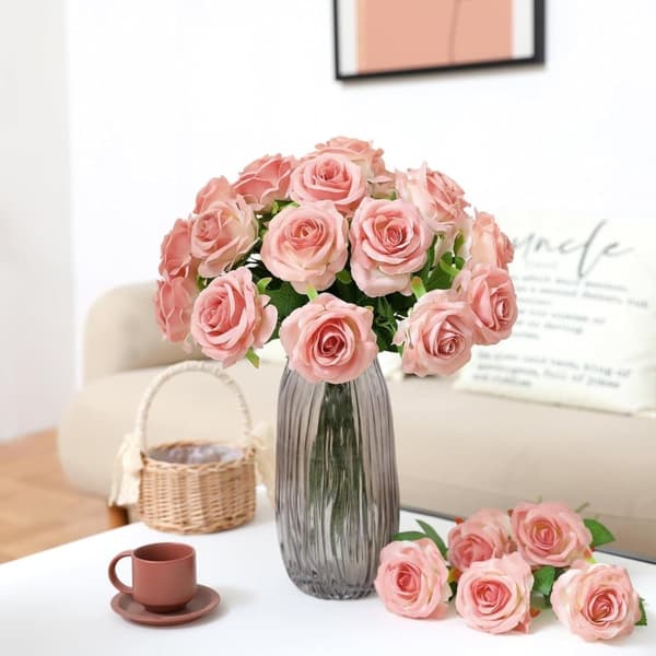 OBOSOE 10-pack Konstgjorda Rosor - Livsäkta Silkesblommor till Bröllop & Hemdekoration