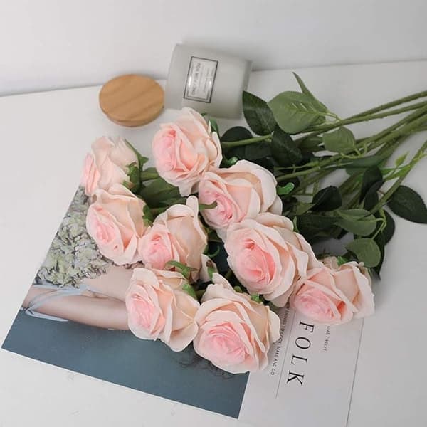 OBOSOE 10-pack Konstgjorda Rosor - Livsäkta Silkesblommor till Bröllop & Hemdekoration