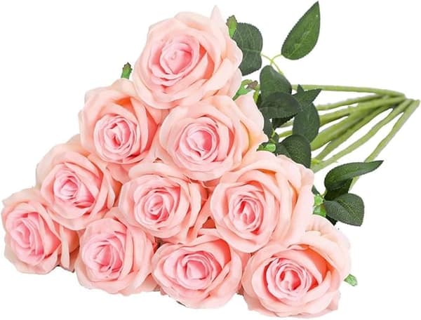 OBOSOE 10-pack Konstgjorda Rosor - Livsäkta Silkesblommor till Bröllop & Hemdekoration