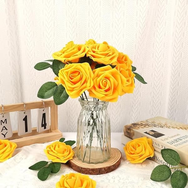 OBOSOE 10-pack Konstgjorda Rosor - Livsäkta Silkesblommor till Bröllop & Hemdekoration