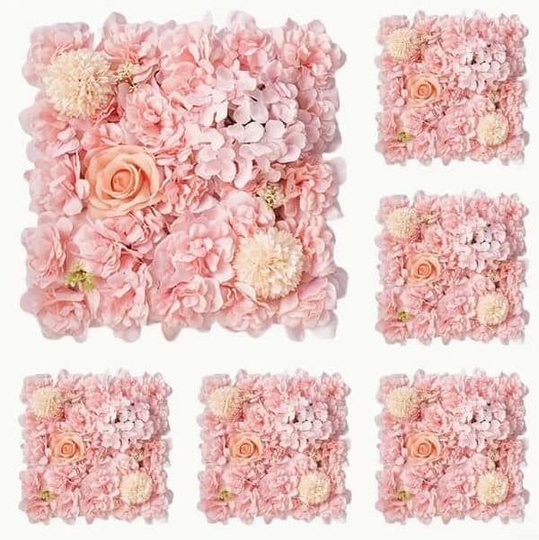OBOSOE 6-pack Konstblomsterpaneler - 38x38 cm Rosbakgrund i Skär, Bröllop bakgrund dekoration
