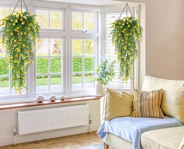 OBOSOE 3 st Hängande Konstgjorda Blommor – UV-beständiga Växter för Inomhus & Utomhus Dekoration