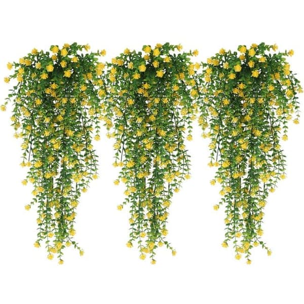 OBOSOE 3 st Hängande Konstgjorda Blommor – UV-beständiga Växter för Inomhus & Utomhus Dekoration