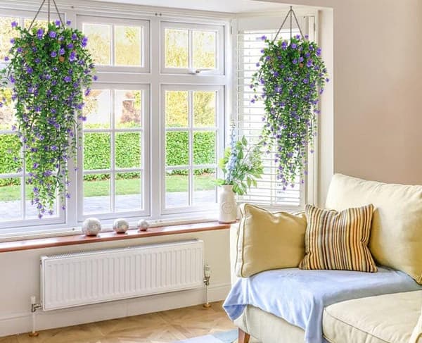 OBOSOE 3 st Hängande Konstgjorda Blommor – UV-beständiga Växter för Inomhus & Utomhus Dekoration