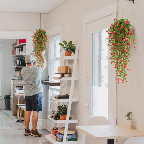 OBOSOE 3 st Hängande Konstgjorda Blommor – UV-beständiga Växter för Inomhus & Utomhus Dekoration