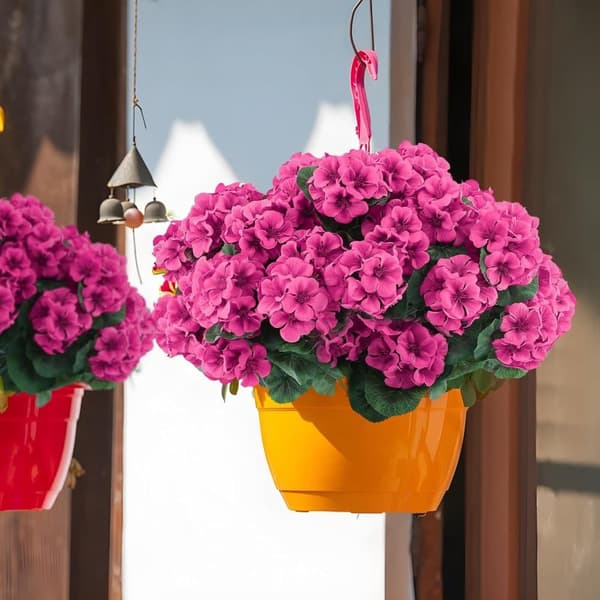 OBOSOE 6-pakkaus tekokukat/pelargoniat – UV-kestävät kukat ulkokäyttöön